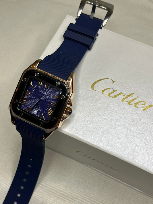 Elegant Blue Cartier-Style Watch