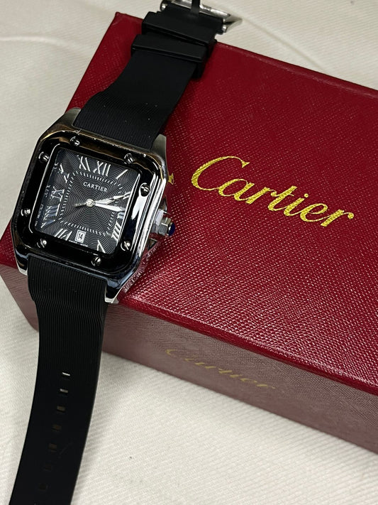 Elegant Black Cartier-Style Watch